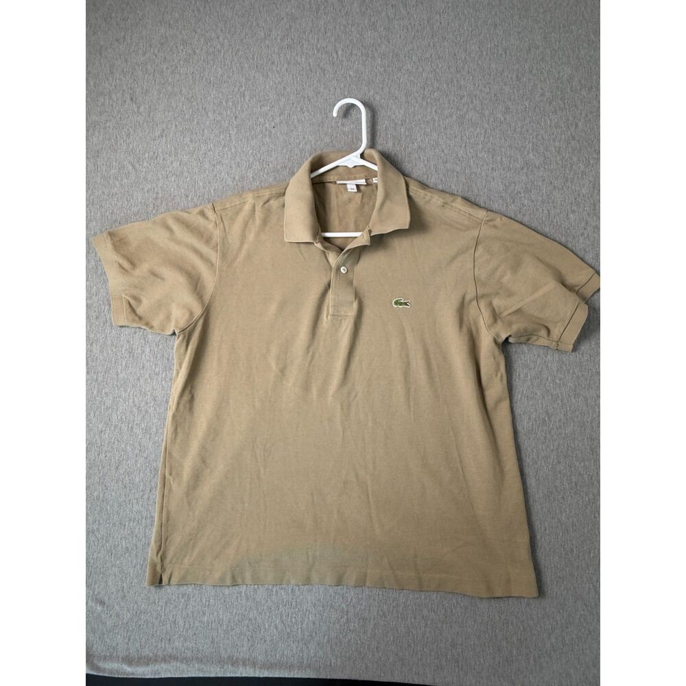 Lacoste Classic Fit Pique Polo Shirt Men XL Tan Beige Khaki Cotton Quiet Luxury